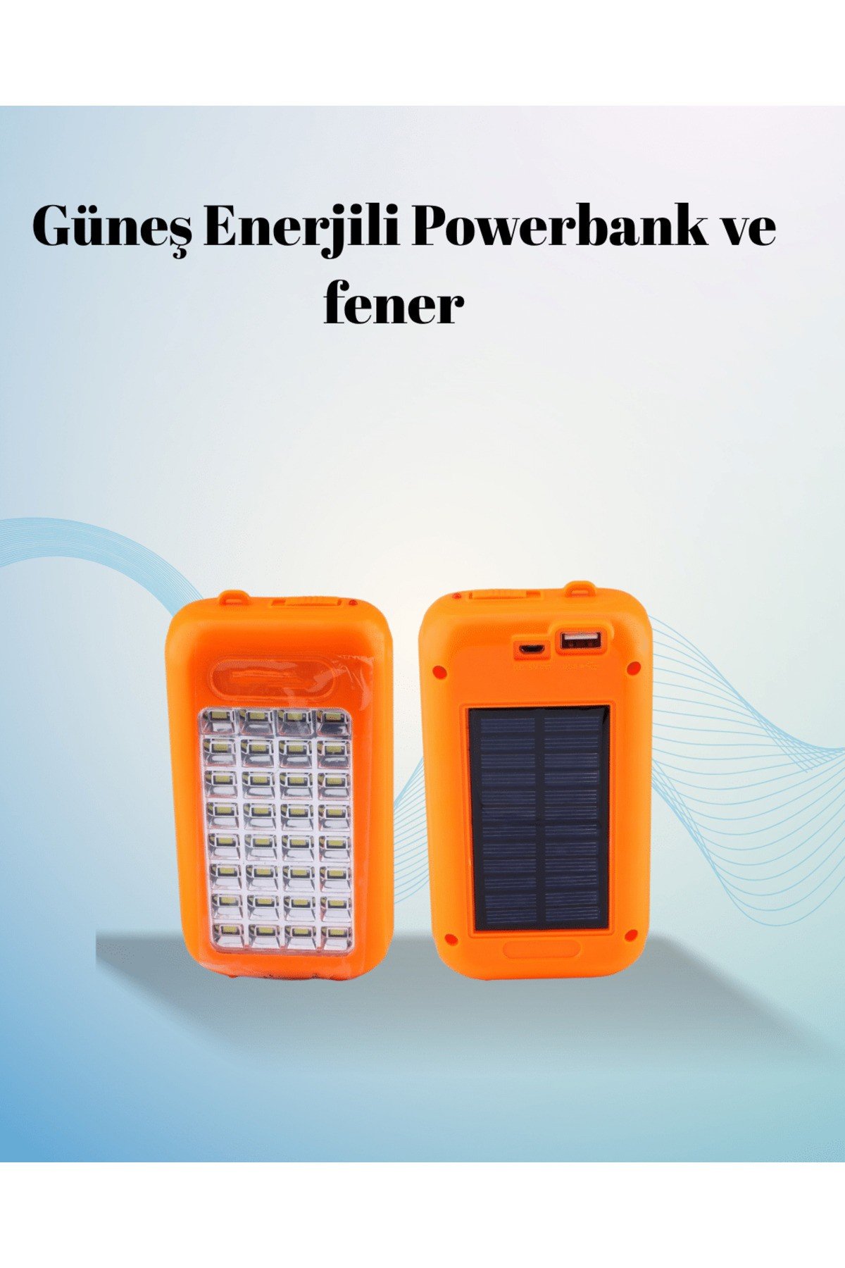 Gold Silver Güneş Enerjili Powerbank Işıldak – 10000 Mah, 32 Led, Çift Usb, Su Geçirmez