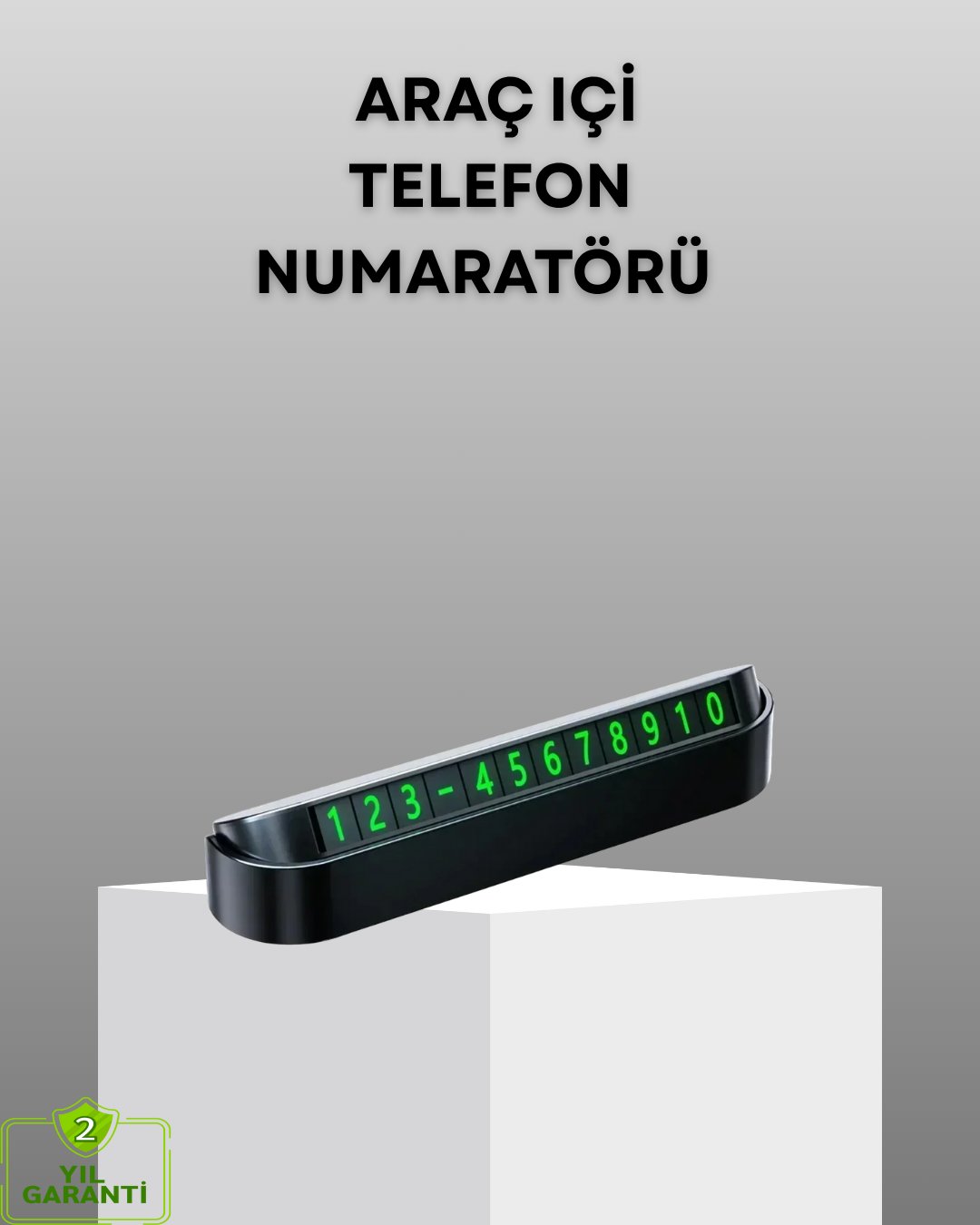 Gri Alüminyum Araç İçi Telefon Numaratörü – Dayanıklı, Modern ve Net Görünürlük Sağla