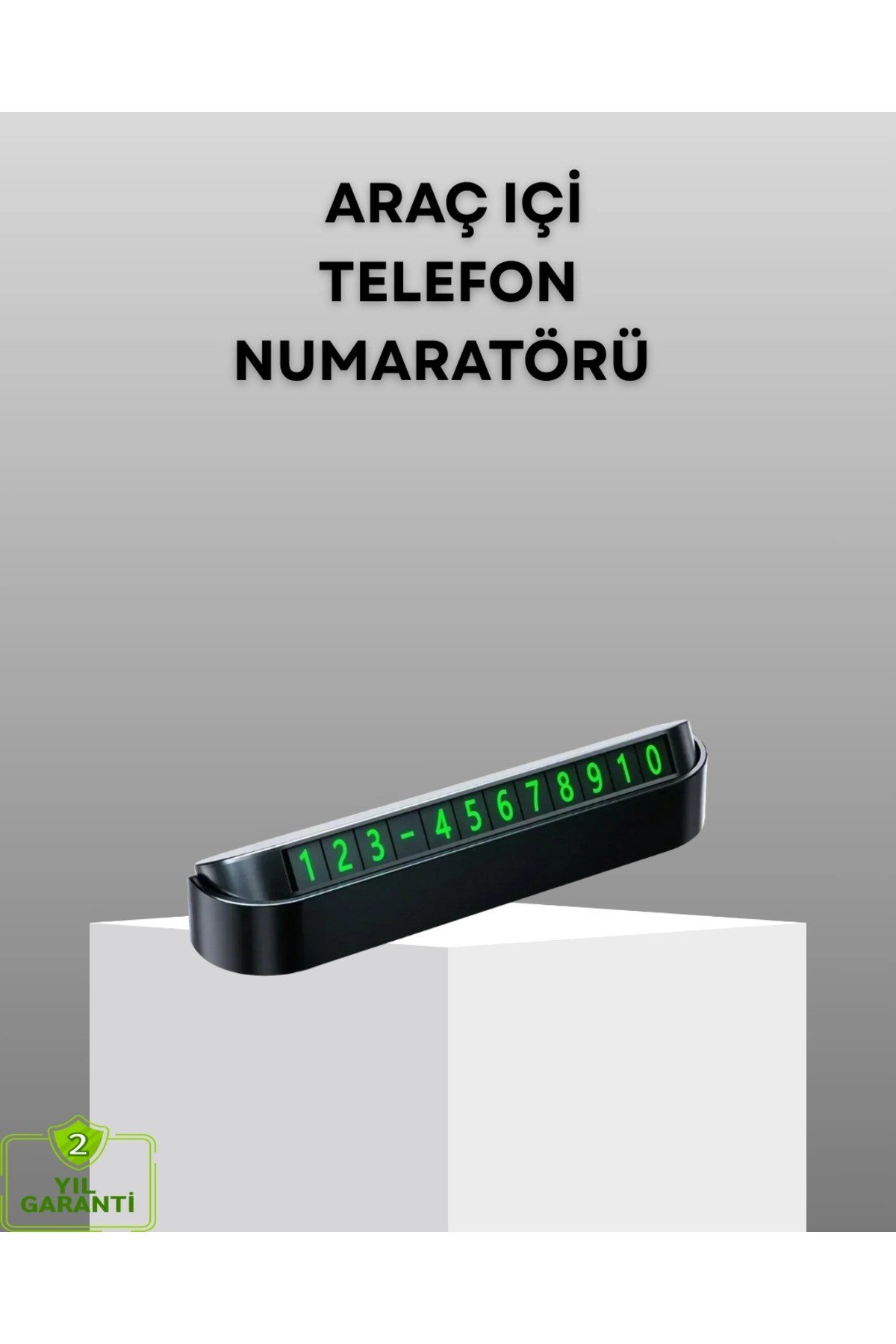 Gri Alüminyum Araç İçi Telefon Numaratörü – Dayanıklı, Modern Ve Net Görünürlük Sağla