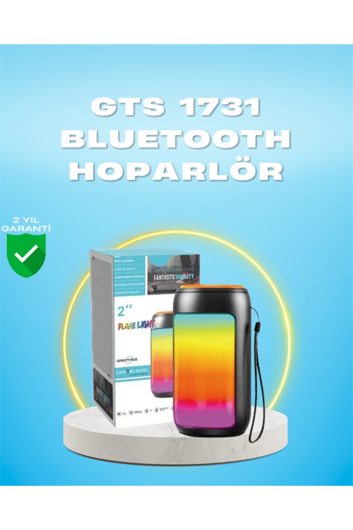 GTS 1731 Bluetooth Hoparlör – Şarjlı, LED Işıklı, FM Radyo Destekli