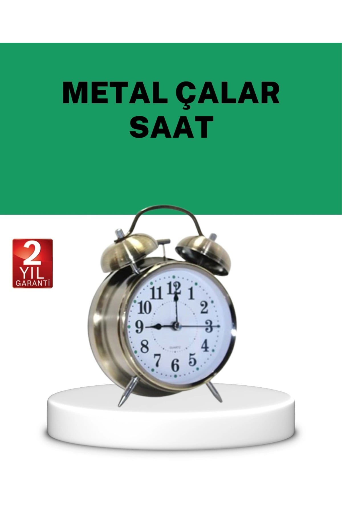Gümüş Renkli Sessiz Işıklı Dekoratif Masa Üstü Çalar Saat Alarmlı