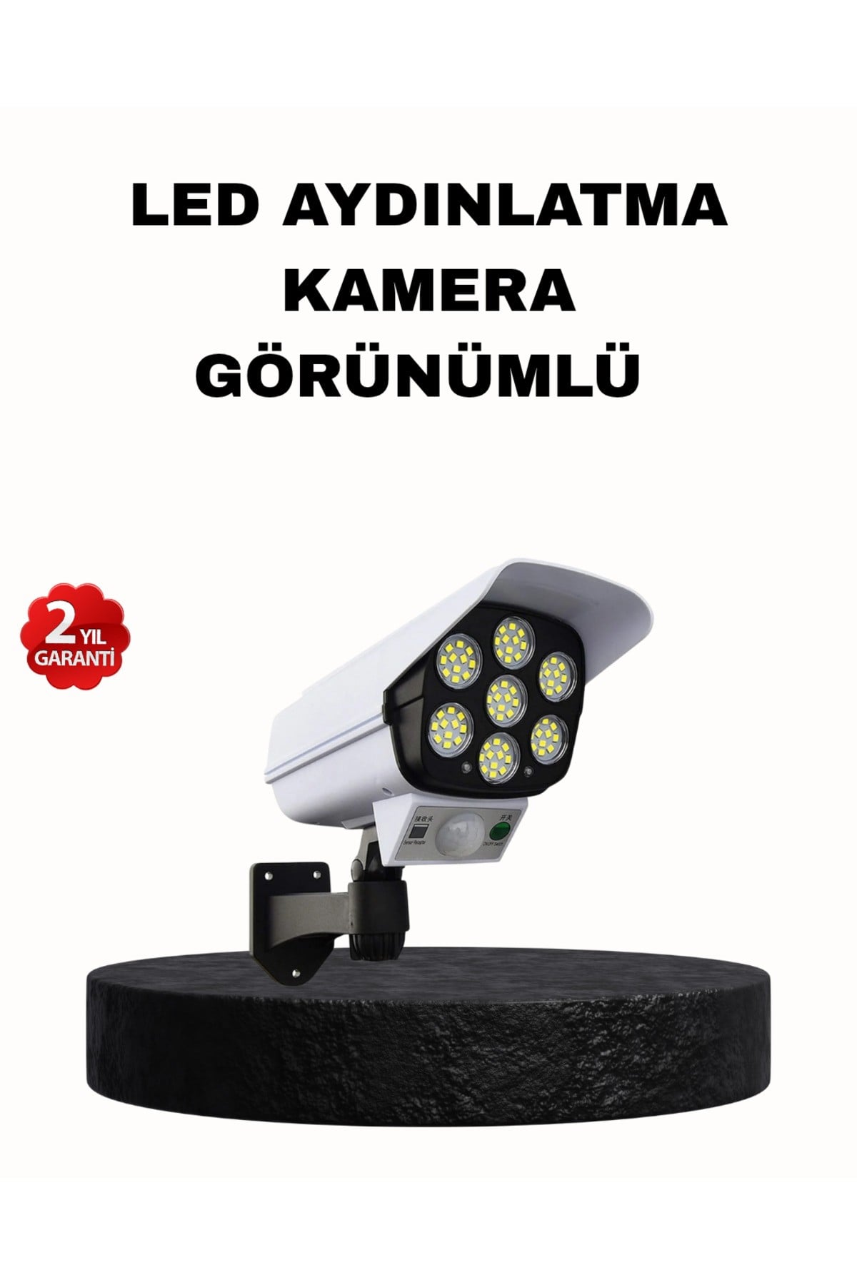 Güneş Enerjili Güvenlik Işığı Dış Mekan 5 Eksen Ayarlı ve PIR Hareket Sensörlü