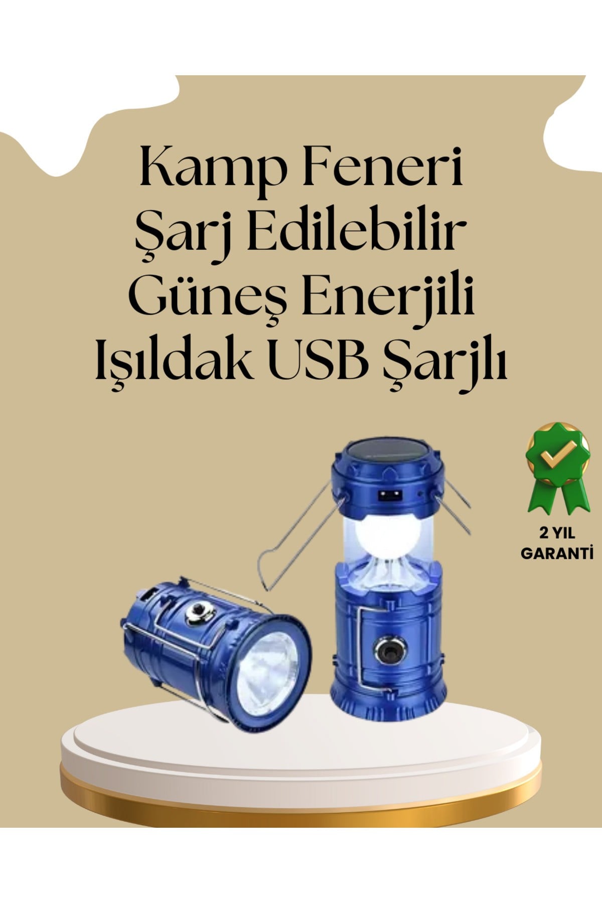 Güneş Enerjili Katlanabilir Kamp Feneri – USB Şarjlı, Hafif ve Çok Fonksiyonlu