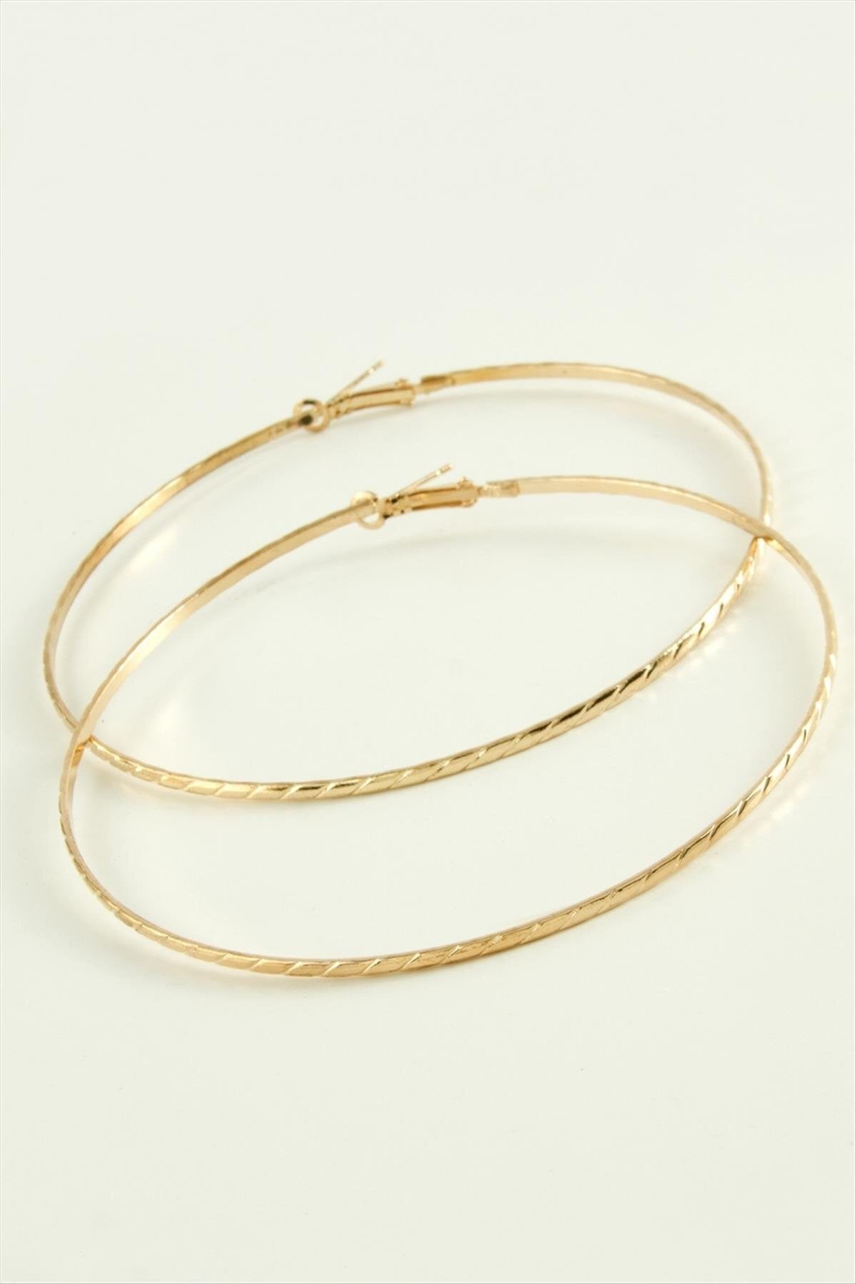 HN-SHOP Çizgili Metal Halka Küpe 8-9-10 cm-8 cm