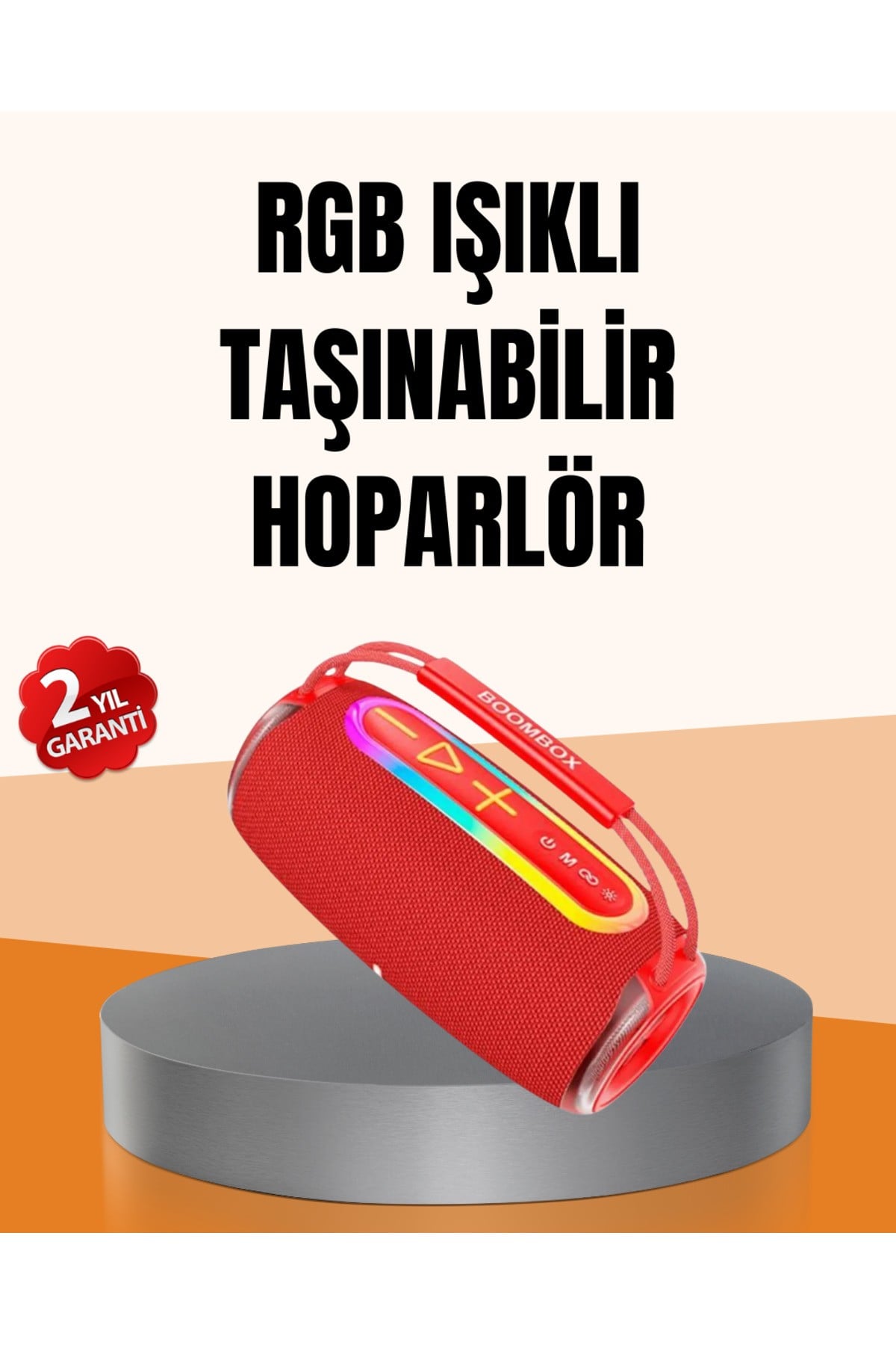 IPX6 Su Geçirmez RGB LED Işıklı Taşınabilir Bluetooth Hoparlör 2400 mAh