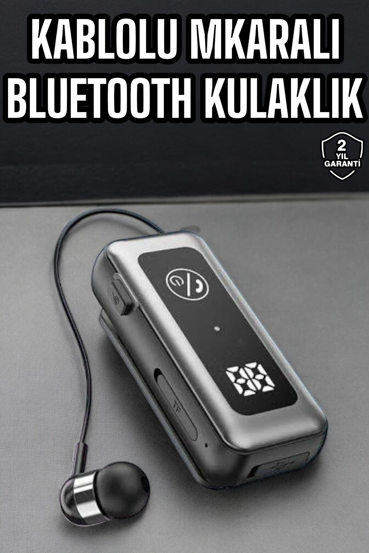 Kablolu Bluetooth Kulaklık Kulak Içi Stereo Mikrofonlu Dijital Göstergeli
