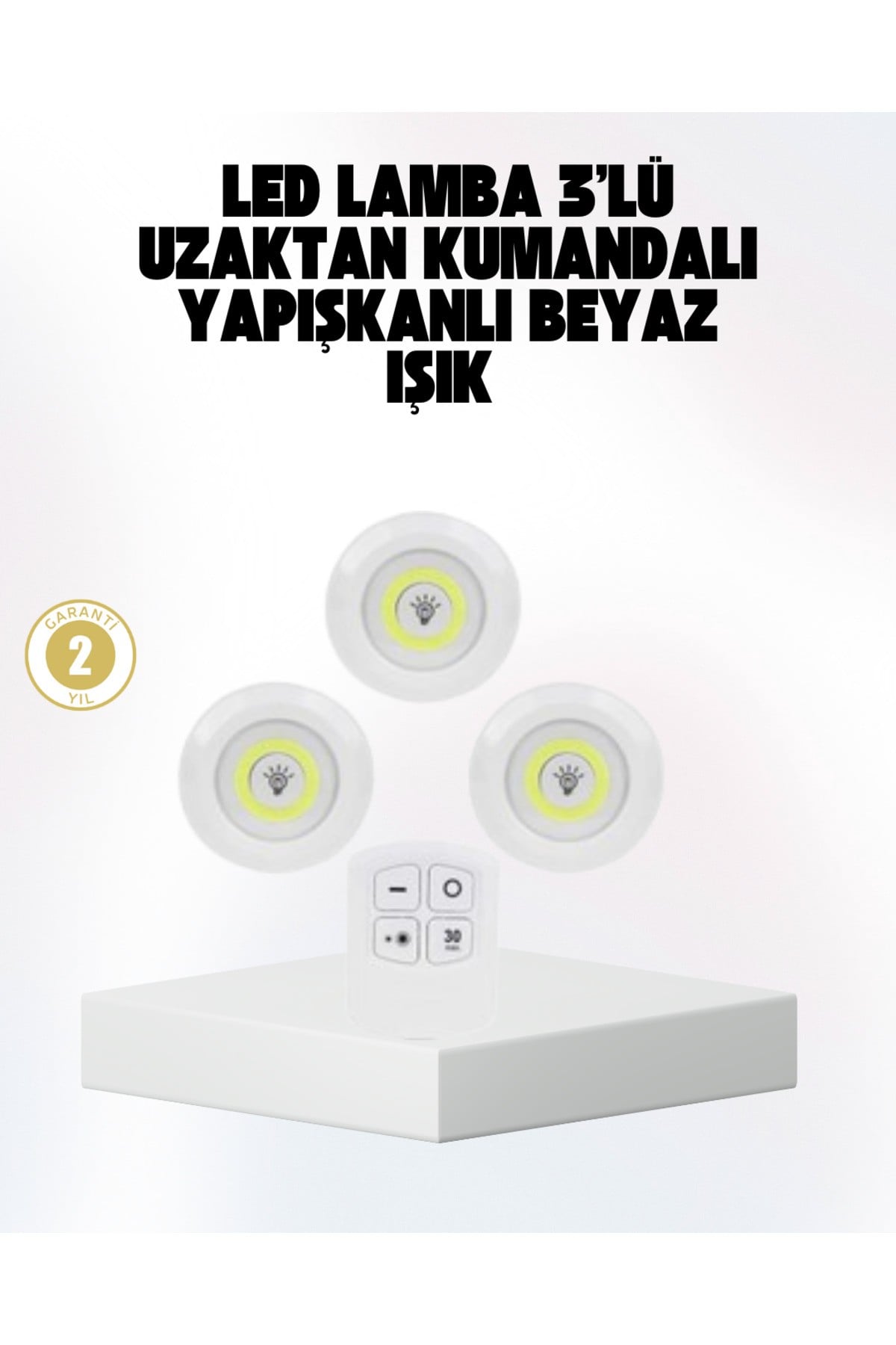 Kablosuz Gün Işığı 3’lü LED Spot Lamba Kumandalı