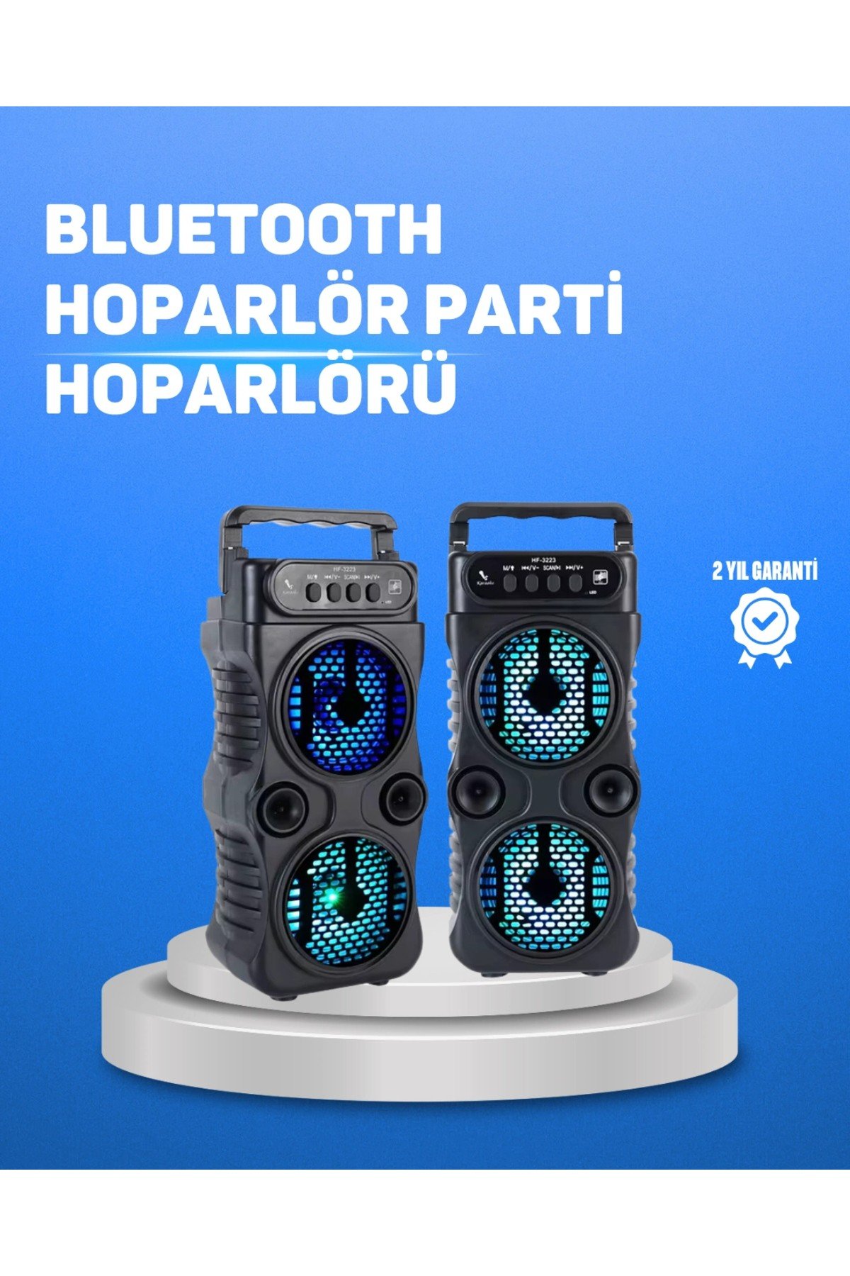 Kablosuz LED Işıklı Bluetooth Hoparlör – FM Radyolu, Mikrofon Girişli