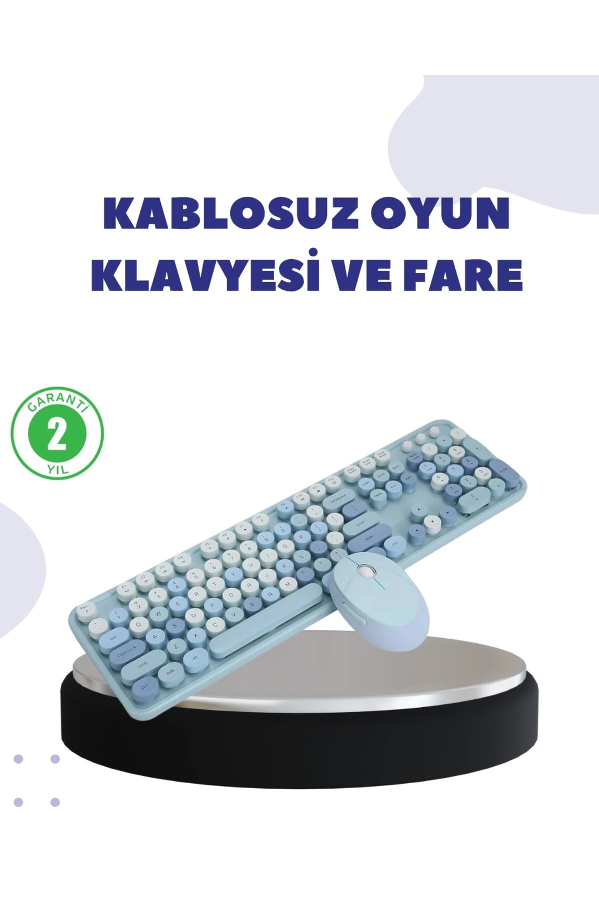 Kablosuz Retro Klavye ve Mouse Seti – 104 Tuşlu, Sessiz Yazım