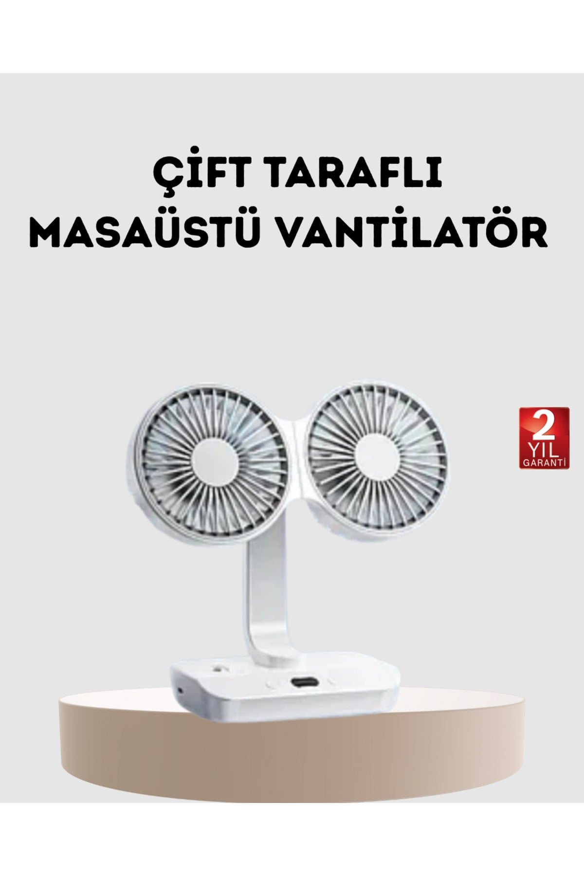 Kablosuz USB Şarjlı 720° Döner Masaüstü Fan – Çift Taraflı Serinlik ve Gece Lambası