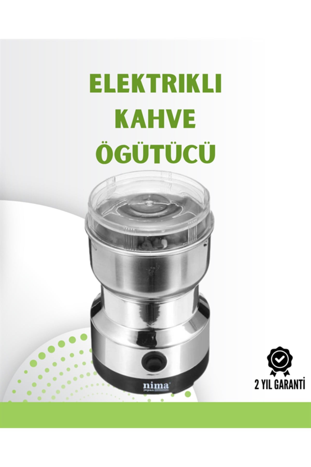 Kahve ve Baharat Değirmeni | Kompakt, Hafif, Hızlı Öğütme, Şeffaf Kapaklı, Kolay Kullanım