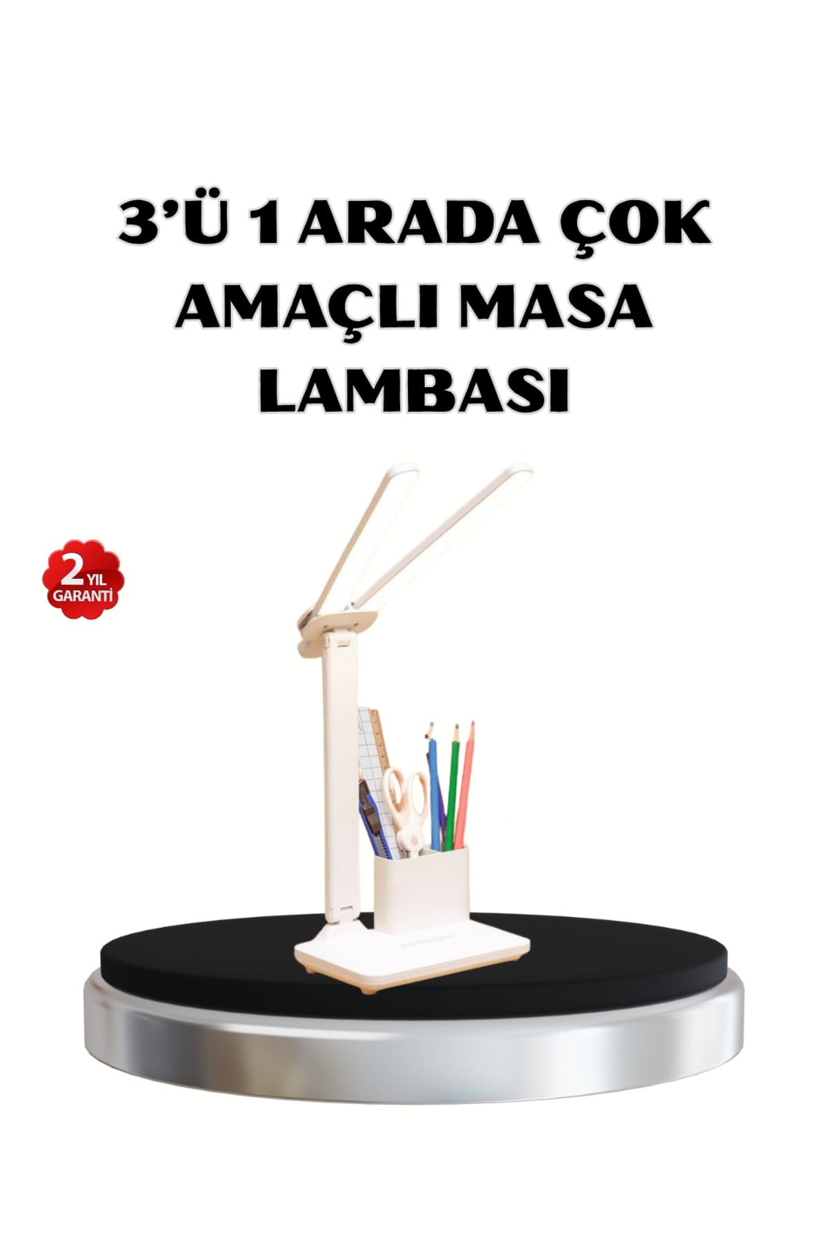 Kalemlik ve Telefon Standlı Masa Lambası – Kısılabilir LED Işık, Göz Dostu Tasarım
