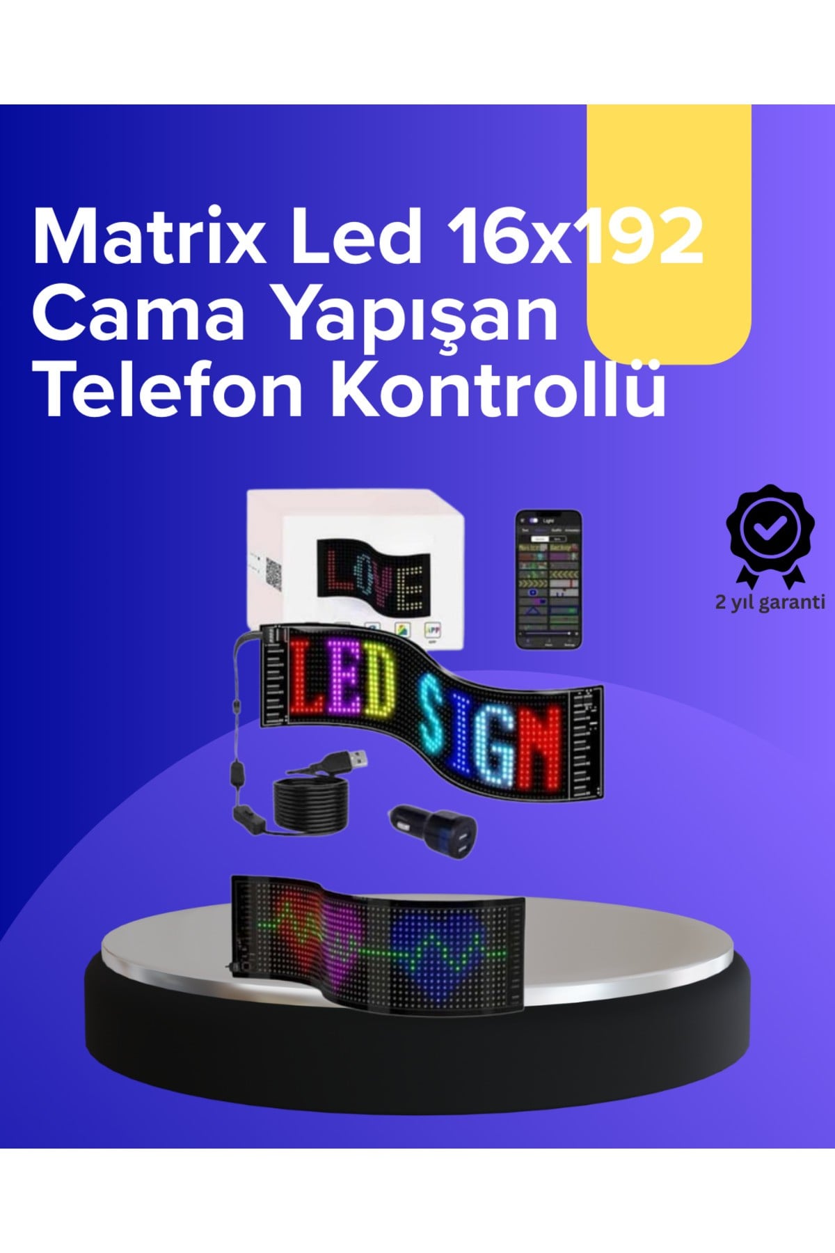 Kayan Yazılı RGB LED Tabela USB Bağlantılı Esnek ve Hafif Işıklı Ekran Paneli