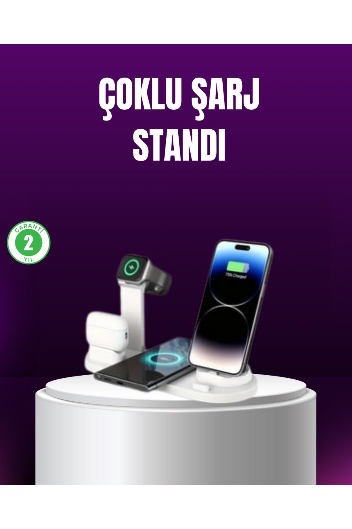 KESGİN MARKET ® 15W Hızlı Şarj Destekli 4’ü 1 Arada Kablosuz Şarj İstasyonu