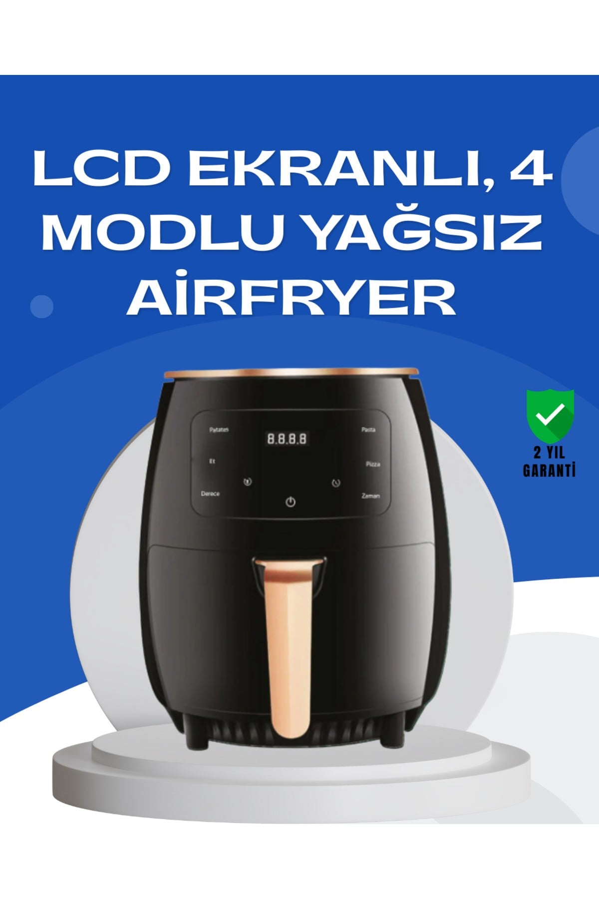 KESGİN MARKET ® 6L Yağsız Fritöz 2400W Dokunmatik Ekran Otomatik Kapanma Airfryer