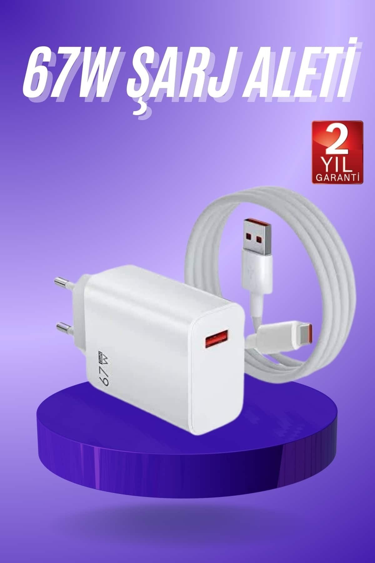 KESGİN MARKET ® Beyaz Ultra Plus Hızlı Şarj Seti Şarj Adaptörü ve Kablosu 67W