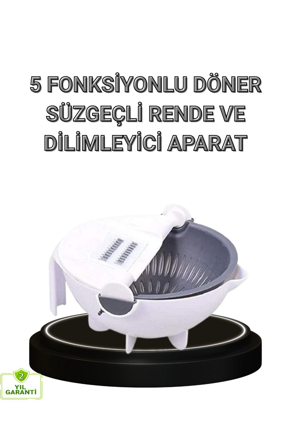 KESGİN MARKET ® Çok Fonksiyonlu Döner Rende Süzgeç Hazneli Ergonomik Sebze Doğrayıcı