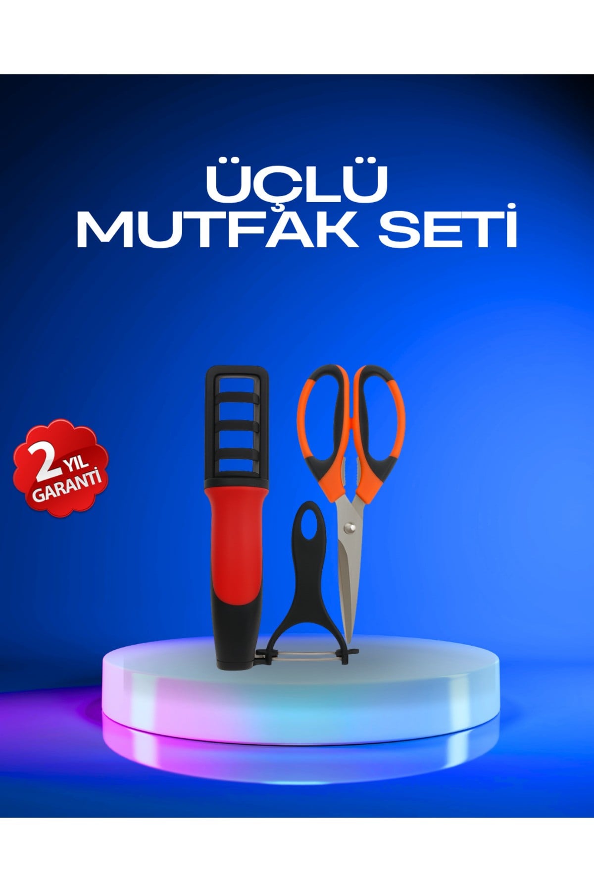 KESGİN MARKET ® Profesyonel Mutfak Makas Seti – Kesim Makası + Soyacak + Bileyici