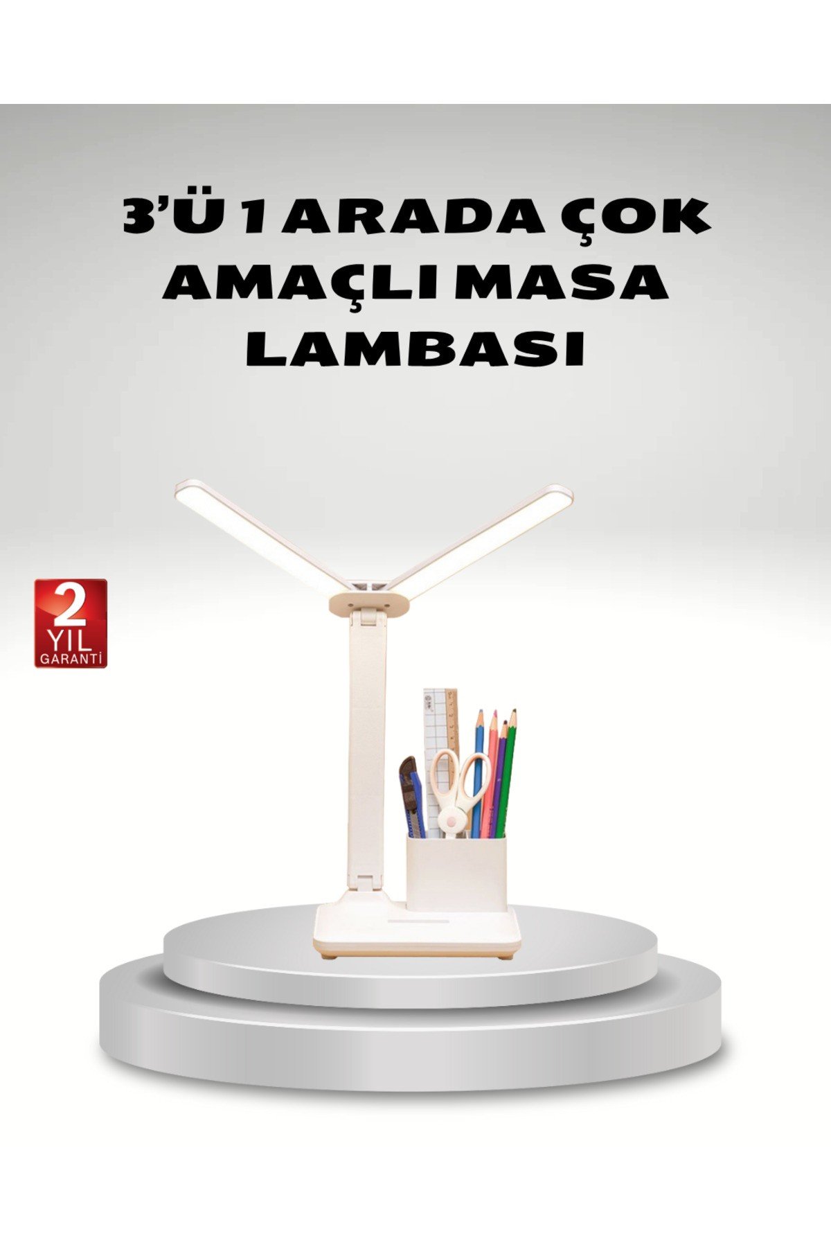 Kısılabilir LED Masa Lambası – Kalemlik ve Telefon Standlı, Göz Yormayan Işık