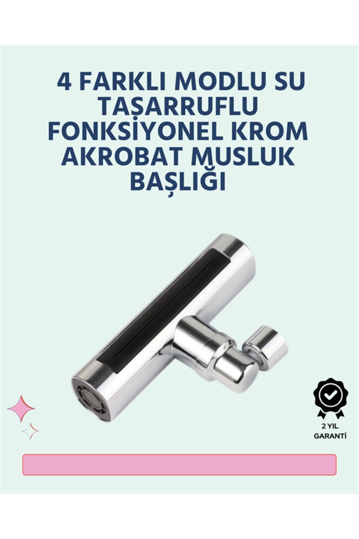 Krom Kaplamalı Çok Fonksiyonlu Musluk Başlığı | Paslanmaz Malzeme