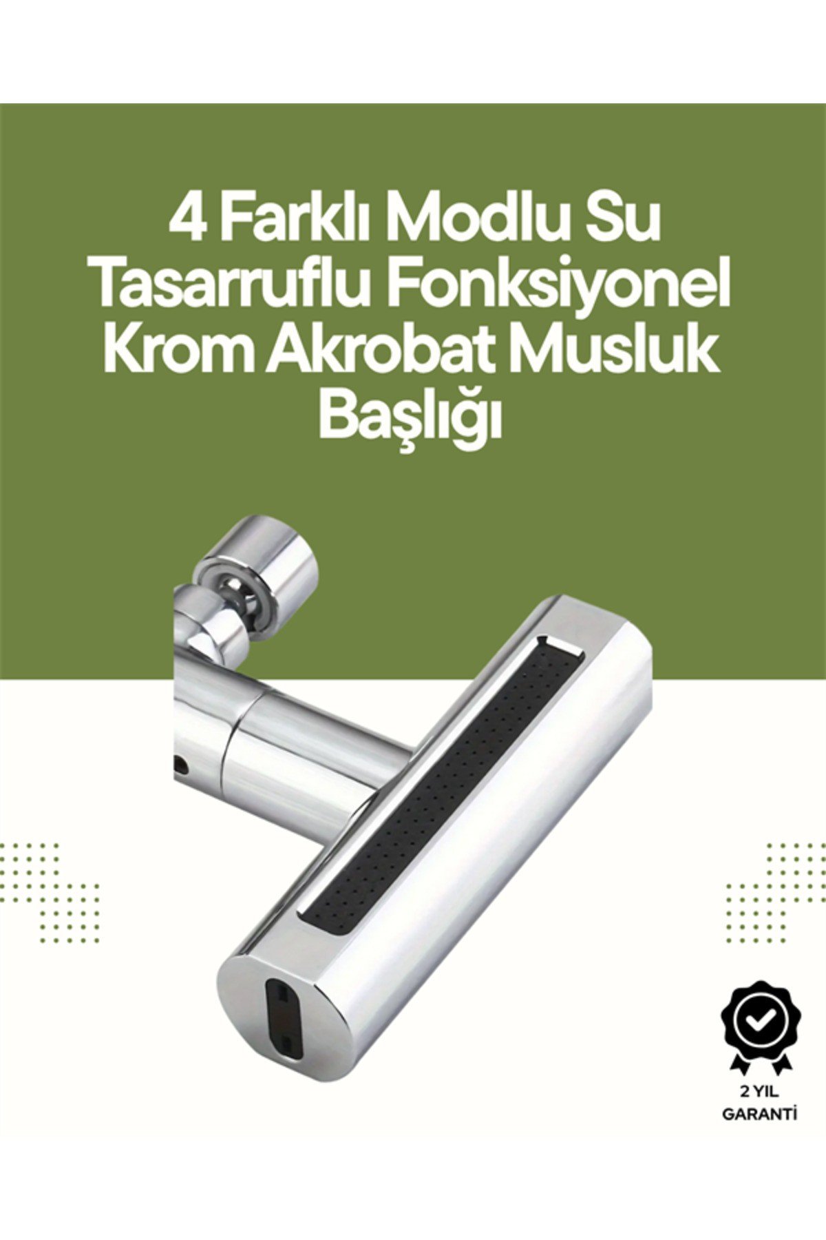 Krom Musluk Başlığı | 4'ü 1 Arada Su Çıkışı | Kolay Montajlı
