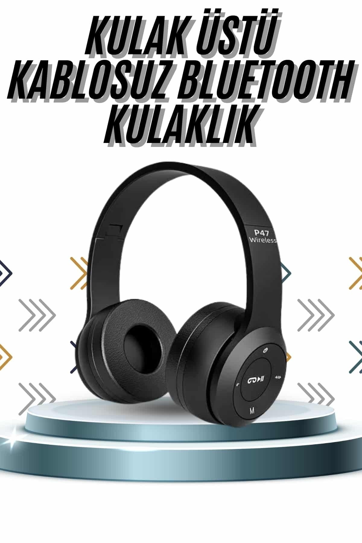 Kulak Üstü Bluetooth Kulaklık Yüksek Ses Kaliteli Ayarlanabilir Uyumlu