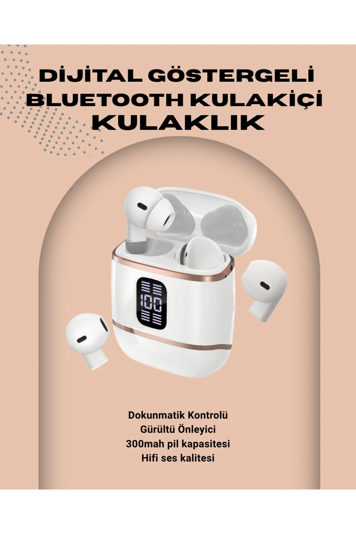 Kulakiçi Bluetooth Kulaklık V5.3 – 4’lü Set, Dijital Ekranlı, Gürültü Engelleme