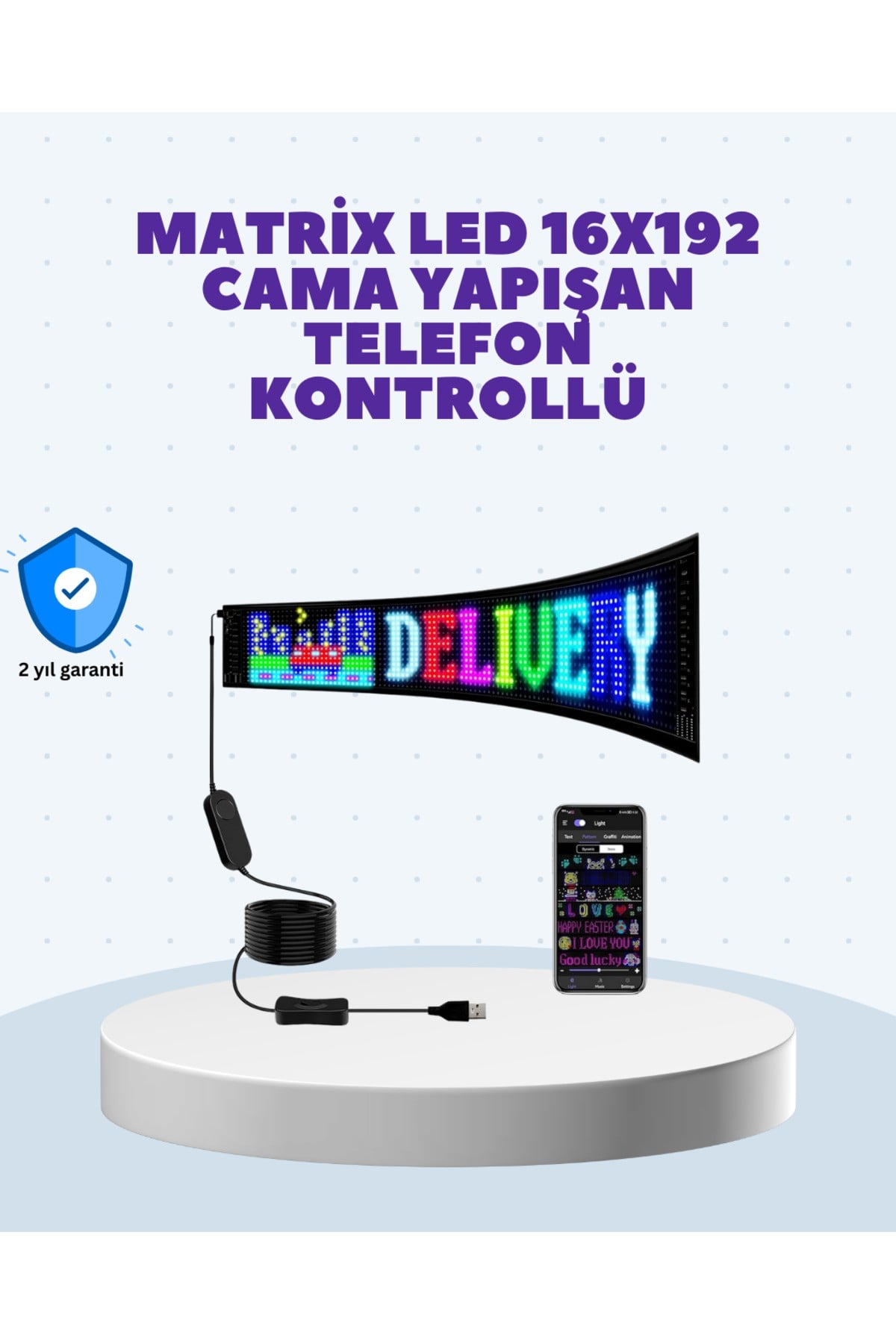 Kurulumu Kolay Renkli LED Yazı Paneli USB Girişli Esnek Yapılı Dijital Reklam Tabelası