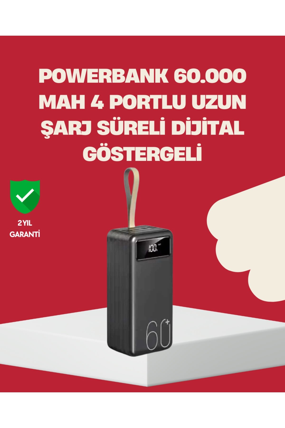 LED Ekranlı Çok Fonksiyonlu Taşınabilir Şarj Ünitesi Powerbank