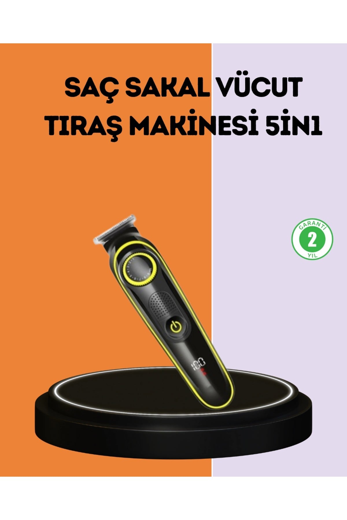 LED Ekranlı Şarjlı Saç ve Sakal Kesme Makinesi Erkek Bakım Cihazı Çok Başlıklı Set