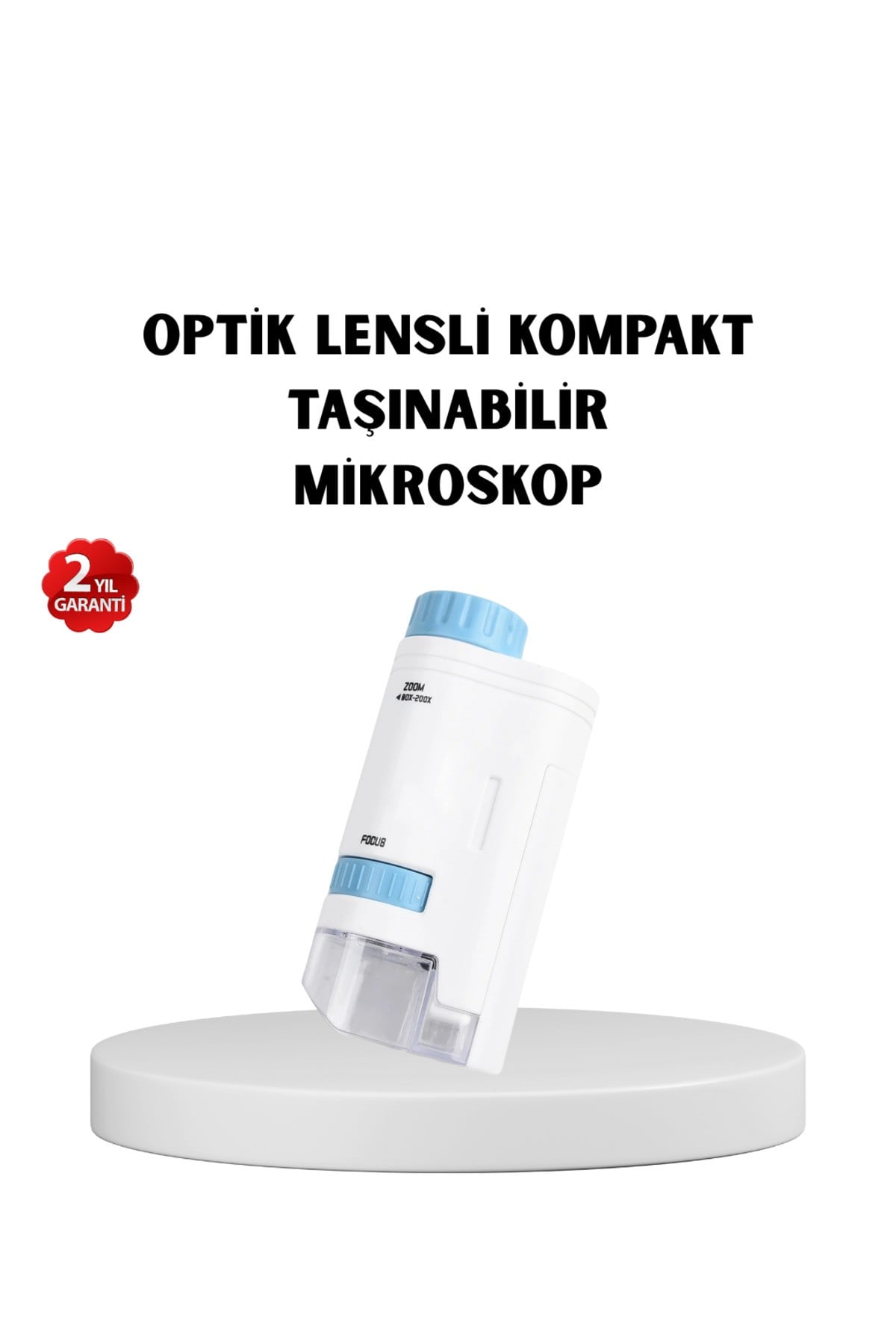 LED Işıklı Mikroskop 80X–200X Zoom Eğitici Bilim Seti ve Taşınabilir