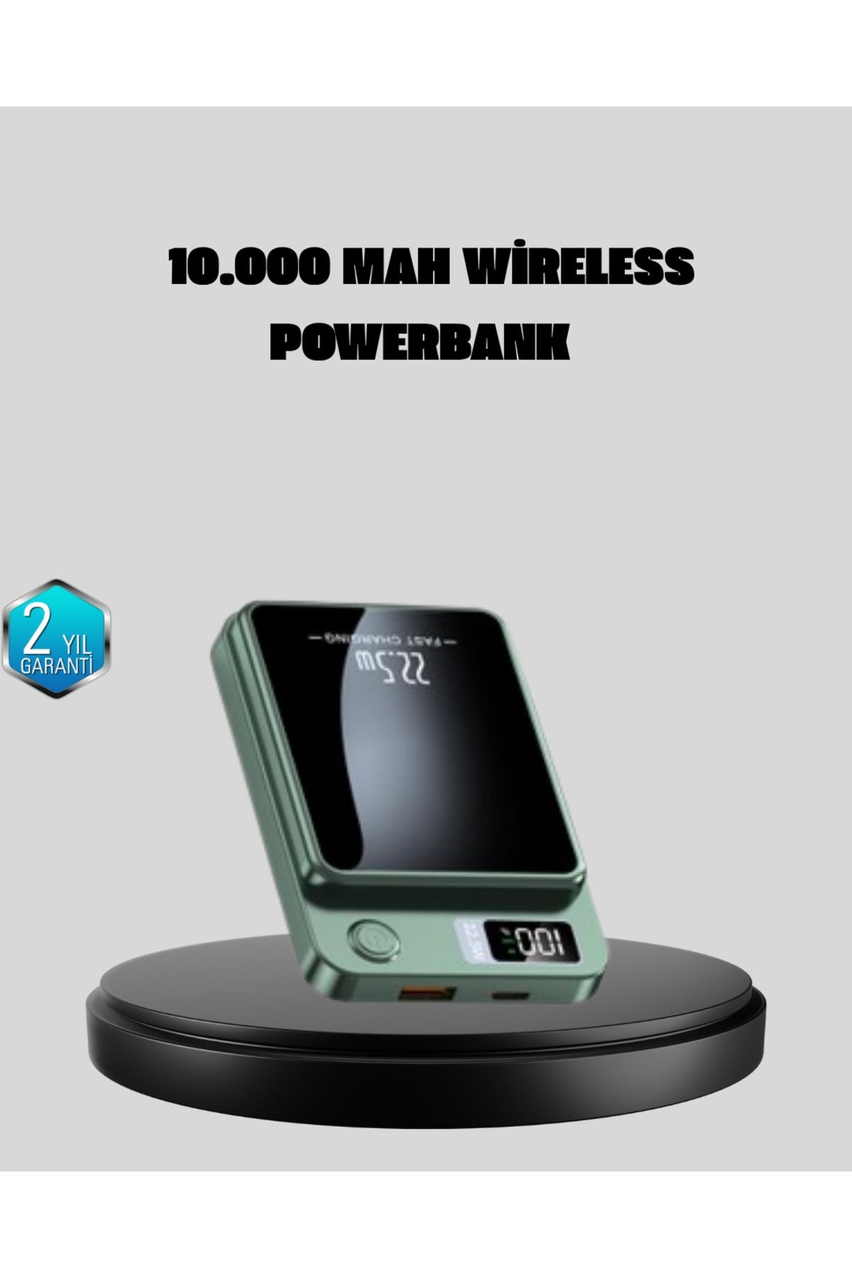 MagSafe Powerbank 10.000 mAh Kablosuz ve Dijital Ekranlı Hızlı Şarj Cihazı