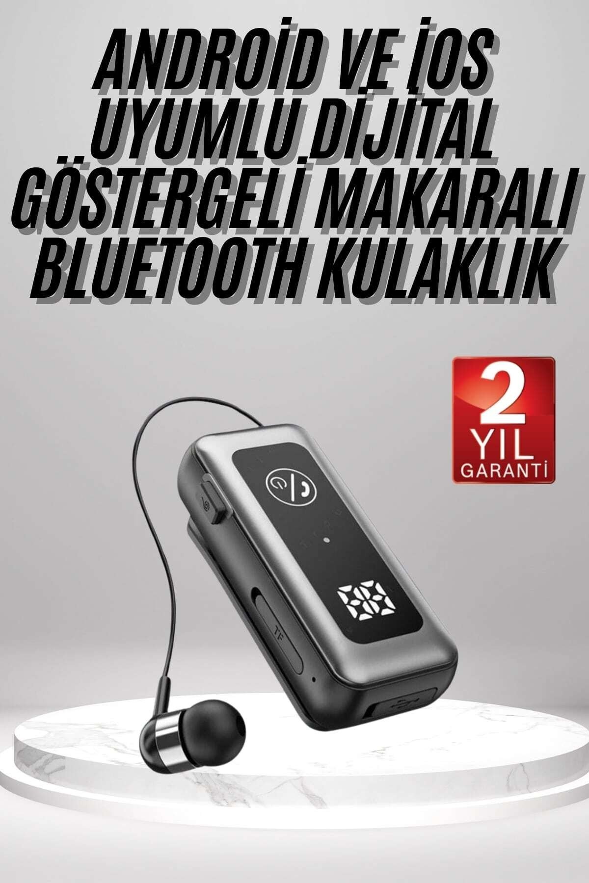 Makaralı Kulaklık SD Kart Girişli Dijital Göstergeli Kablolu Bluetooth Kulaklık