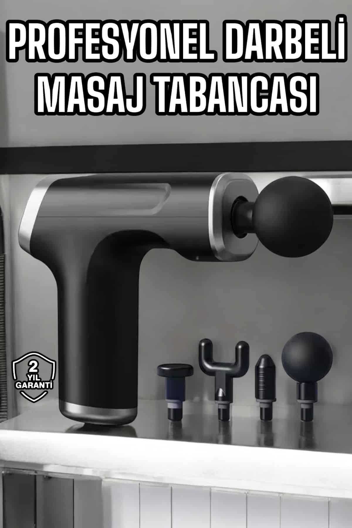 Masaj Tabancası 4 Başlıklı Kas ve Vücut Ağrıları İçin Şarjlı Darbeli
