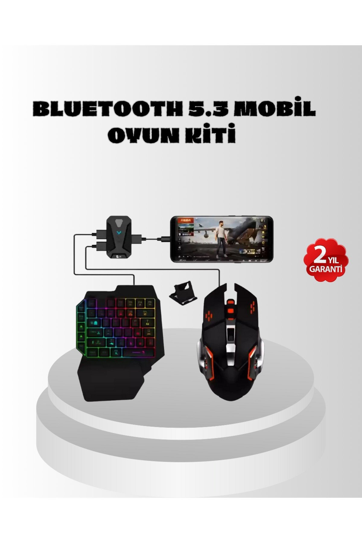 Mobil Gaming Oyun Seti 5in1 X8 Pro Çipset RGB Klavye Mouse Telefon Tutucu