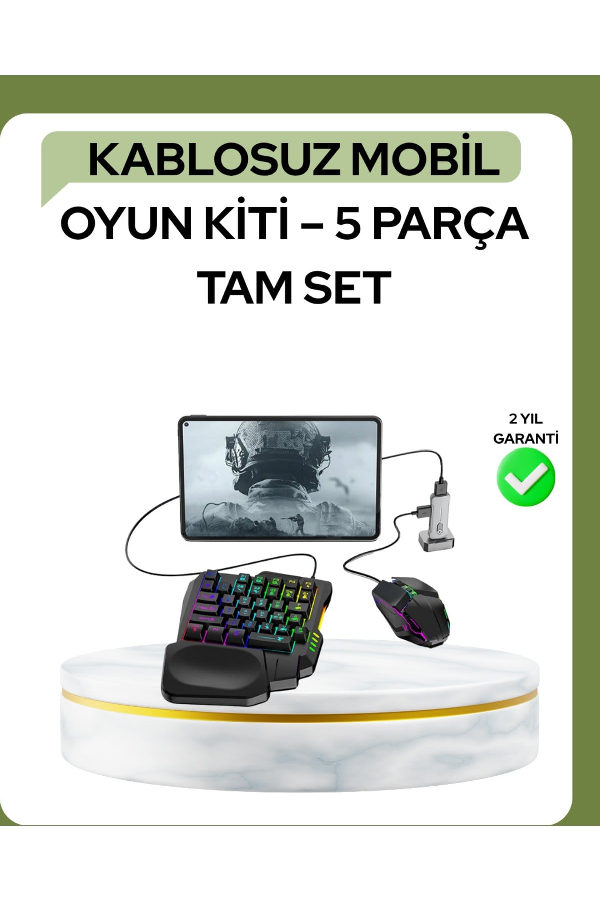 Mobil PUBG Oyuncuları İçin 5in1 Klavye Mouse Oyun Seti – BT5.3 Destekli