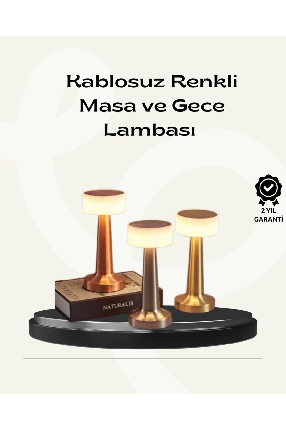 Modern USB'li Kablosuz Masa Lambası – Minimalist Tasarım, 3 Farklı Parlaklık
