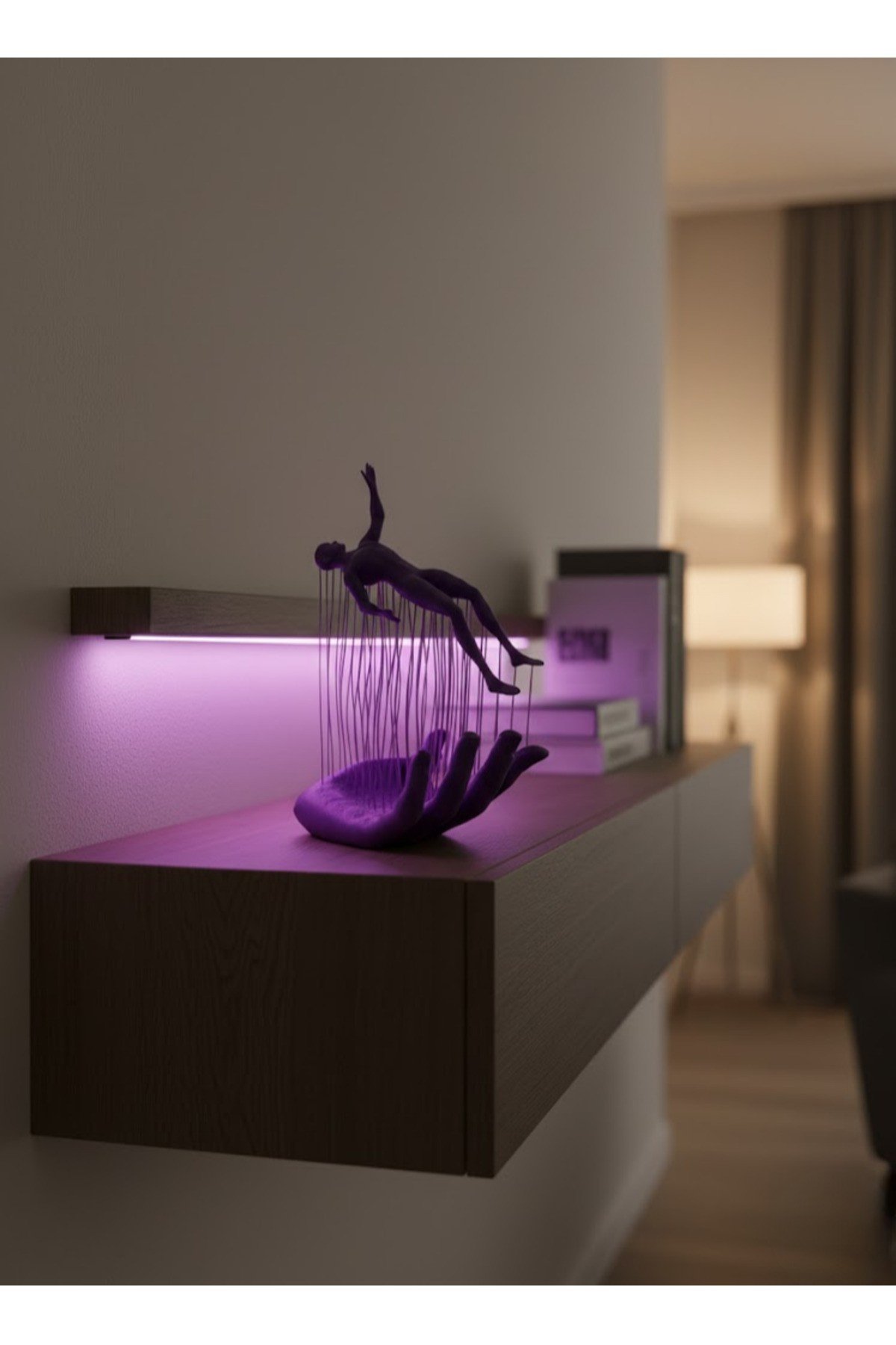 Mor El İnsan Figürü Dekoratif Biblo Minimal Modern Salon Raf ve Masa Üstü Aksesuar