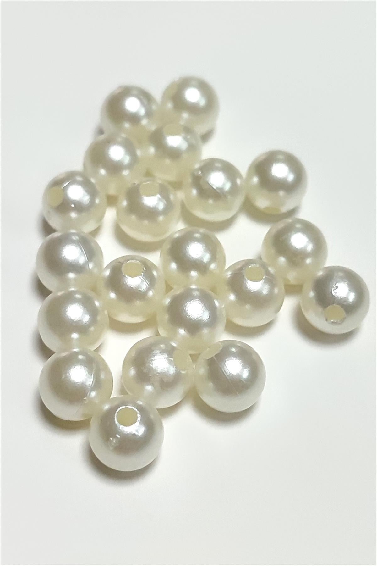 MTXDPN 8 mm Delikli İnci Boncuk (180338) 500 Gram-Krem