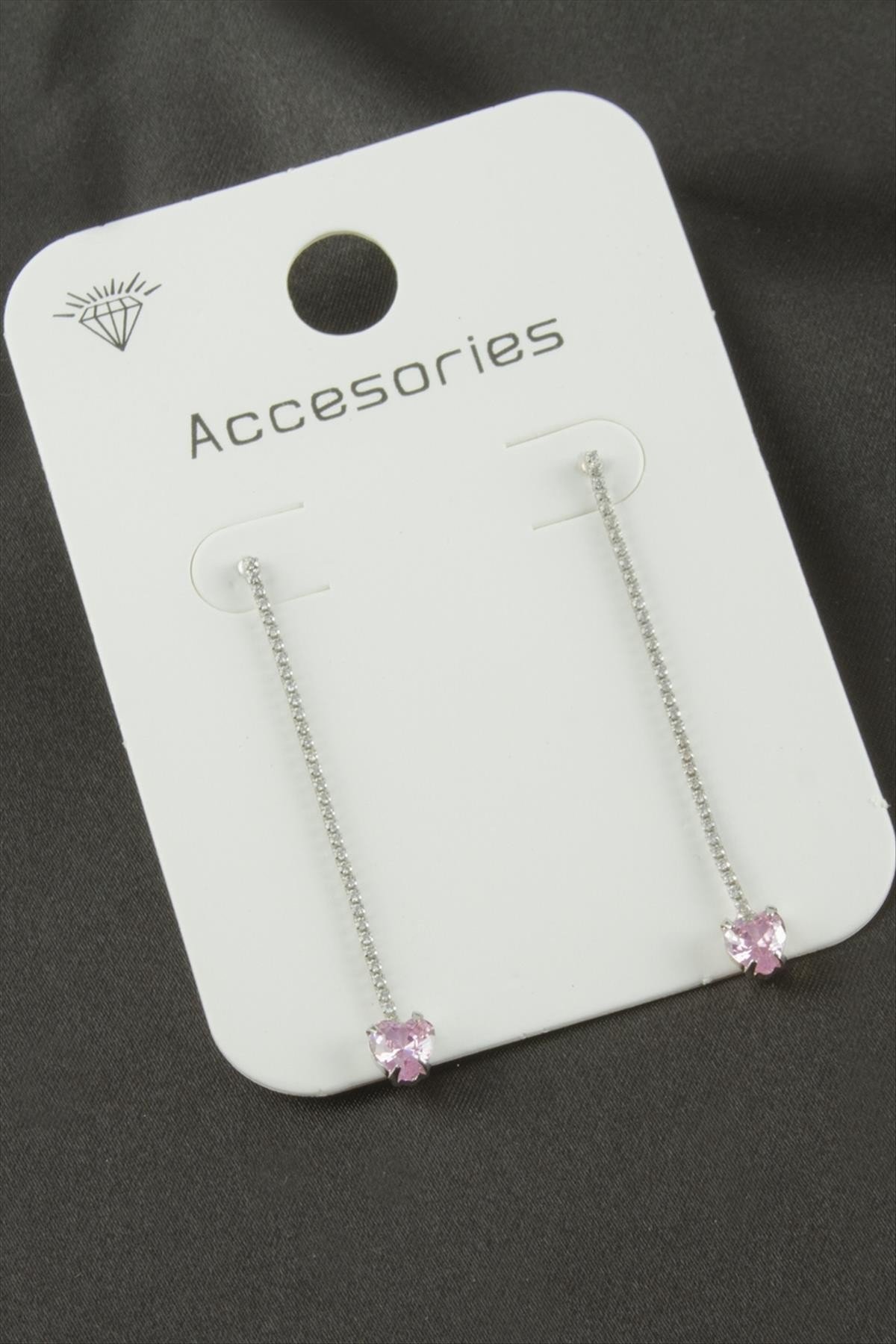 MTXDPN Kalp Suyolu (145944) Taşlı Küpe-Pembe