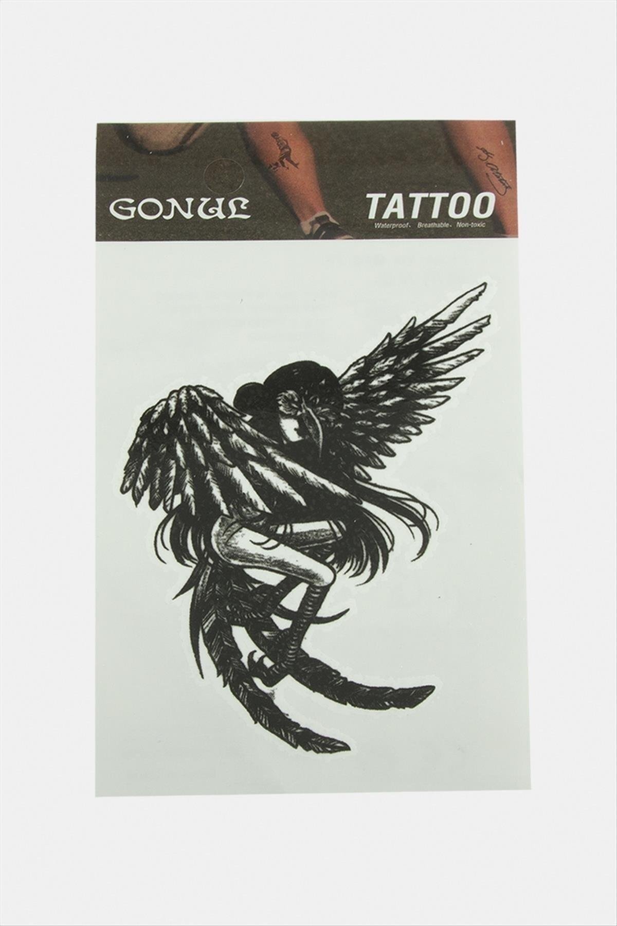 MTXDPN Kanatlı Kadın Tattoo (161913) Dövme Sticker-Beyaz