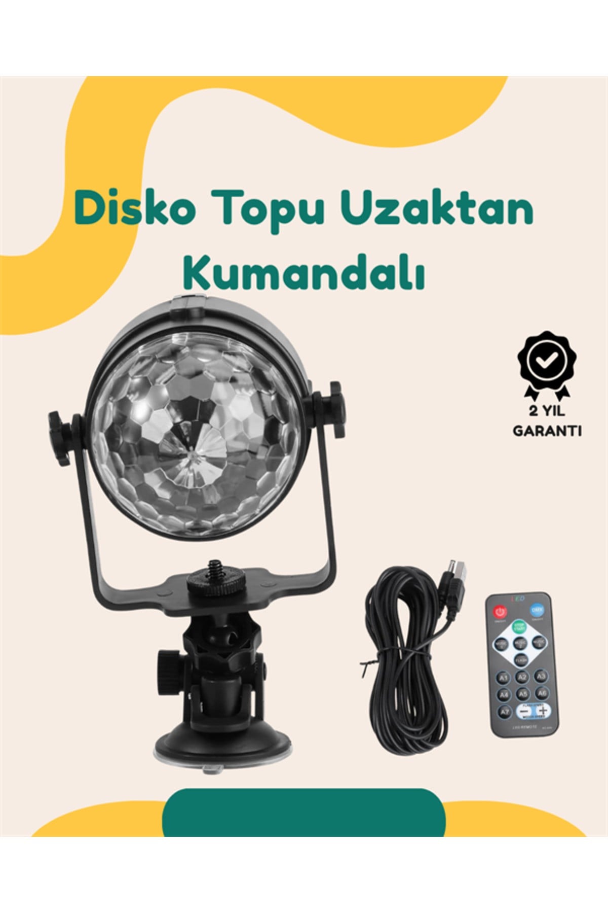 Müzik Ritmine Uyumlu 7 Modlu Renkli Disko Topu Işığı