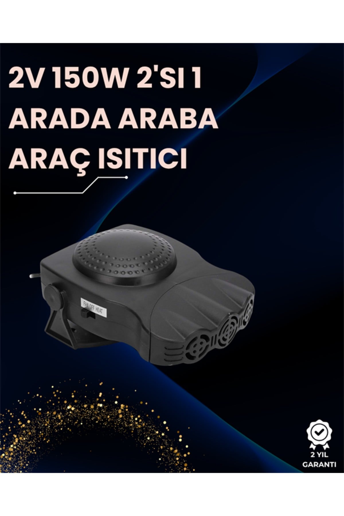 Ön Cam Buz Çözücü ve Fan | 12V Araç İçi Isıtıcı, Full Havalandırmalı, ABS Gövdeli