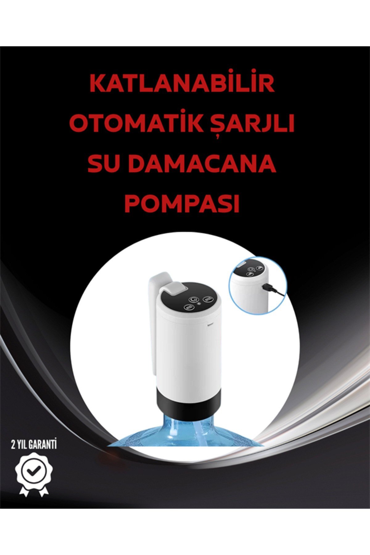 Otomatik Şarjlı Damacana Pompası Ev Ofis Kamp Kullanım
