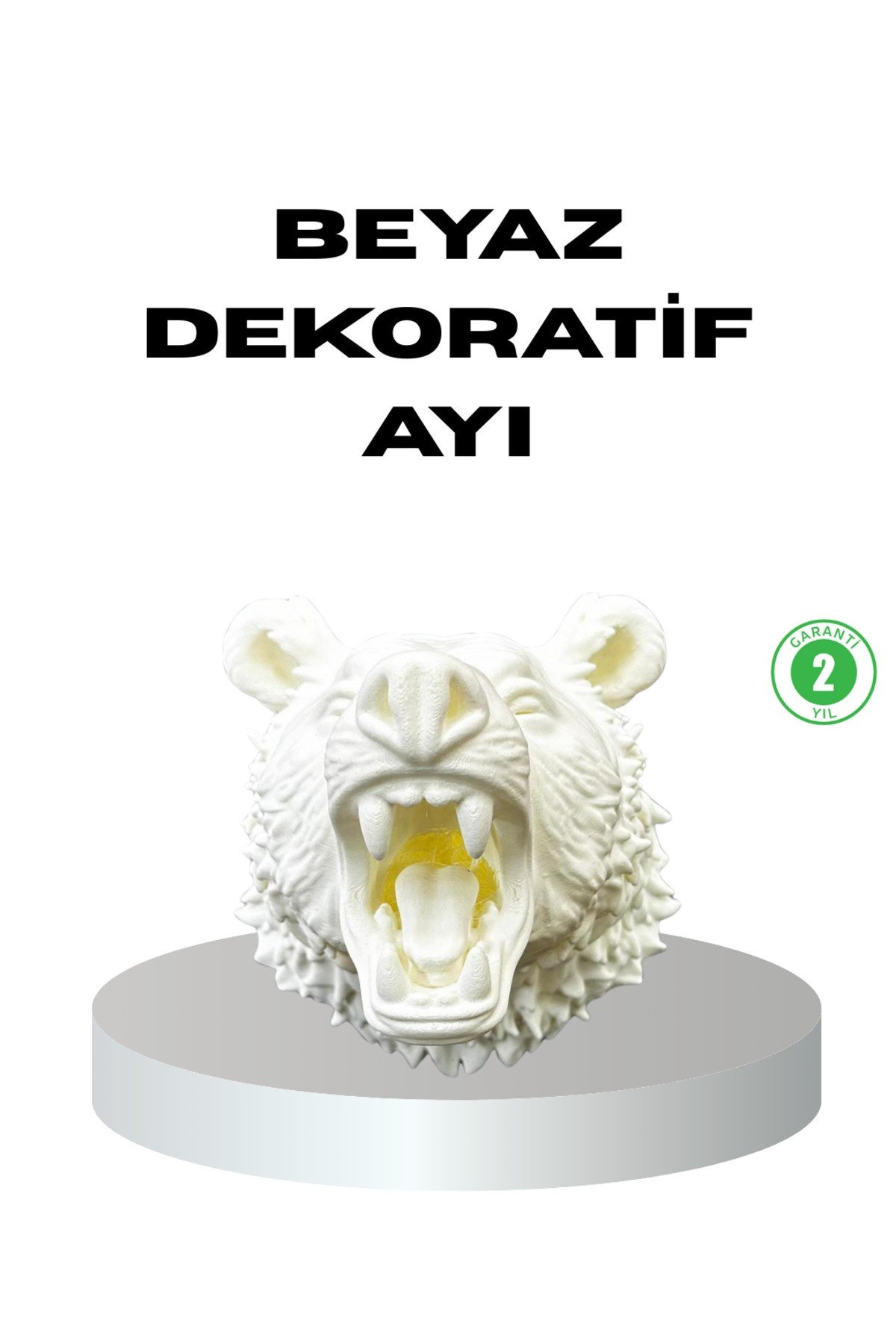 Özel Tasarım Beyaz Ayı Duvar Aksesuarı 3D Dekoratif Heykel 25x19 cm