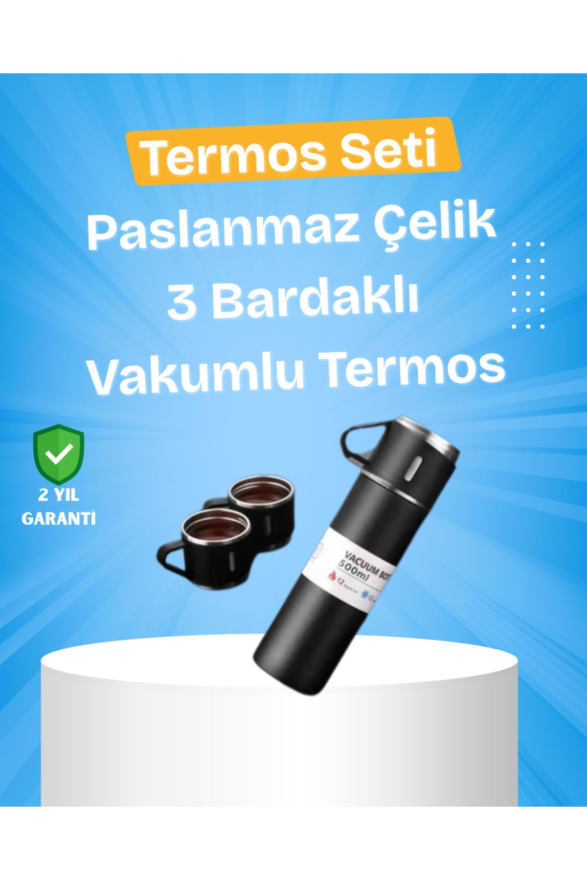Paslanmaz Çelik Termos Seti | 500 ml Kapasite, 6-12 Saat Isı Koruma, Hediye Kutulu