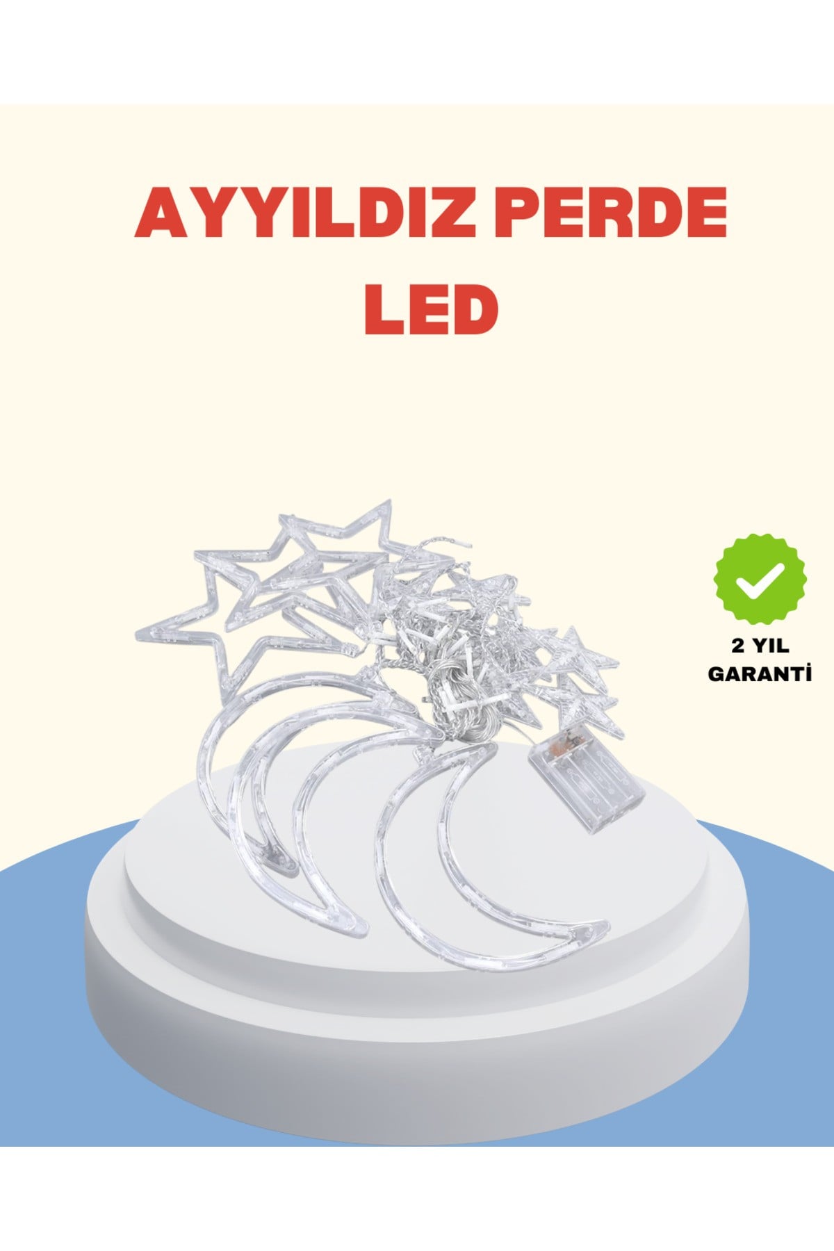 Pilli Çalışan Yıldız Ay Perde Led Işık 2 Modlu Dekorasyon