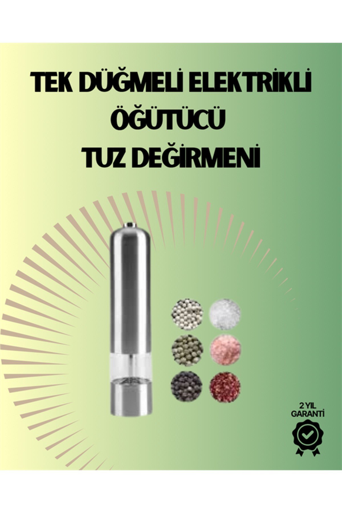 Pilli Otomatik Baharat Değirmeni Gıda Sınıfı Çelik Sessiz Öğütücü Alet