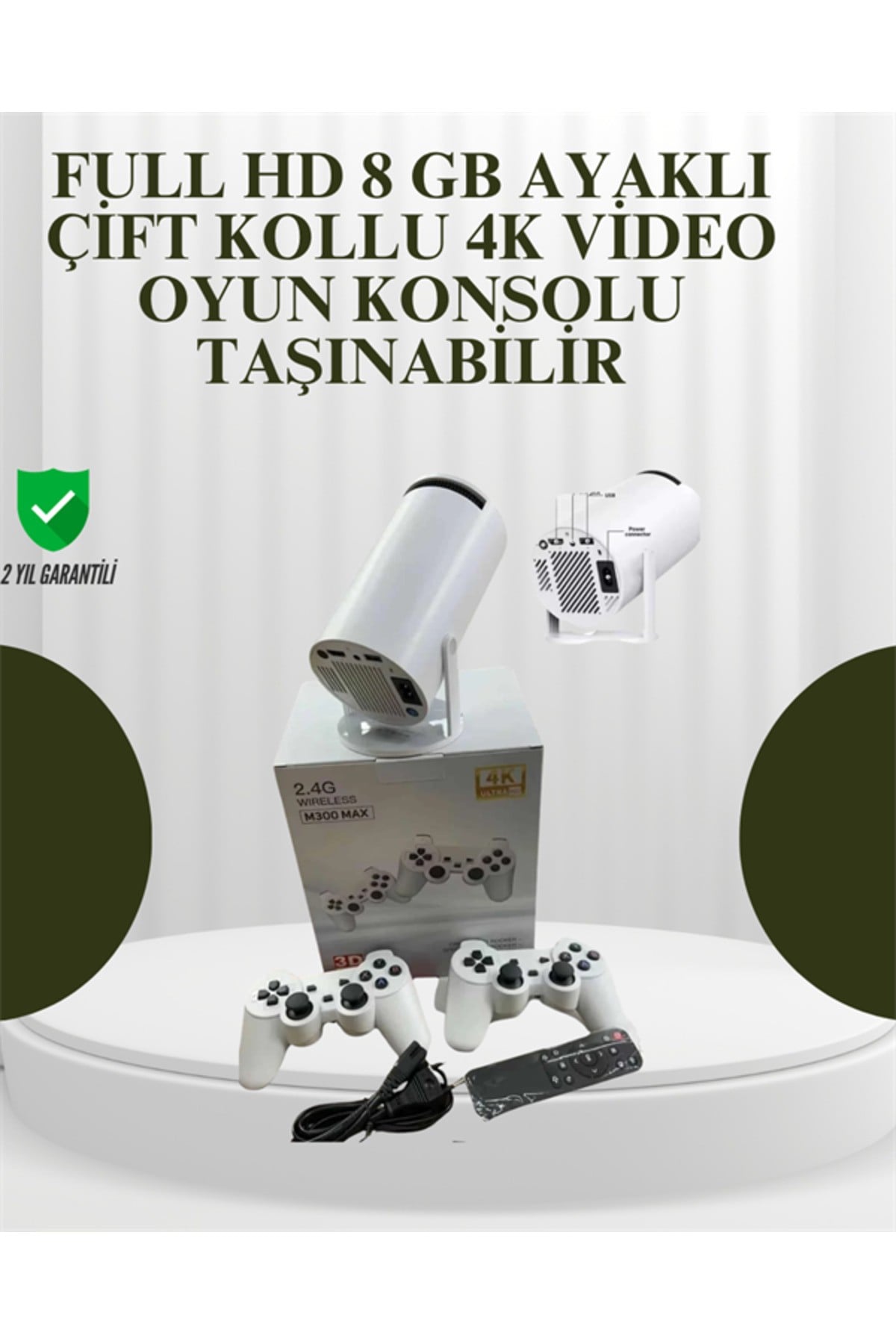 Portatif 4K Projeksiyon – 4.000 Uygulama, Kablosuz Yansıtma ve Bluetooth 5.0