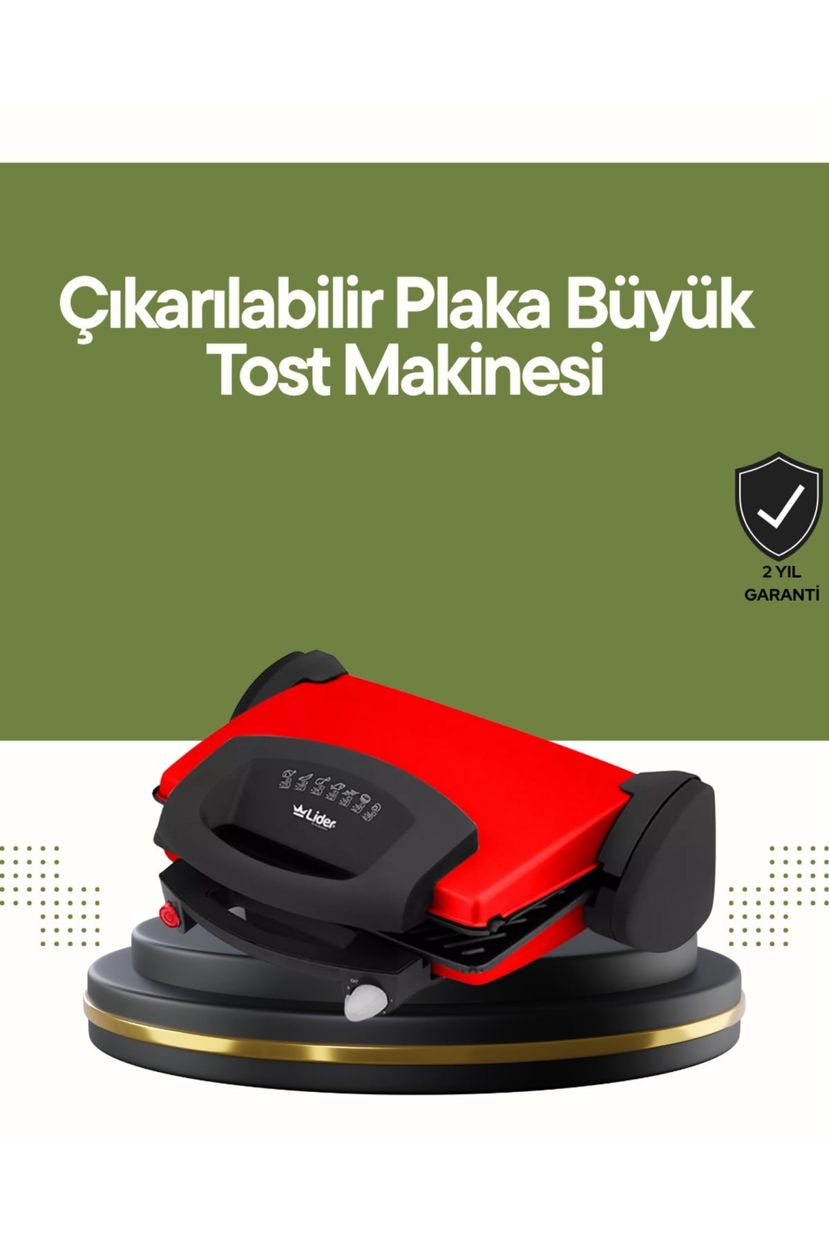 Profesyonel 2000W Tost Makinesi – Ayarlanabilir Termostat ve Çıkarılabilir Plaka